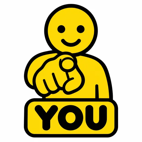 Yellow symbol tile: a smiling figure pointing outward, labeled YOU